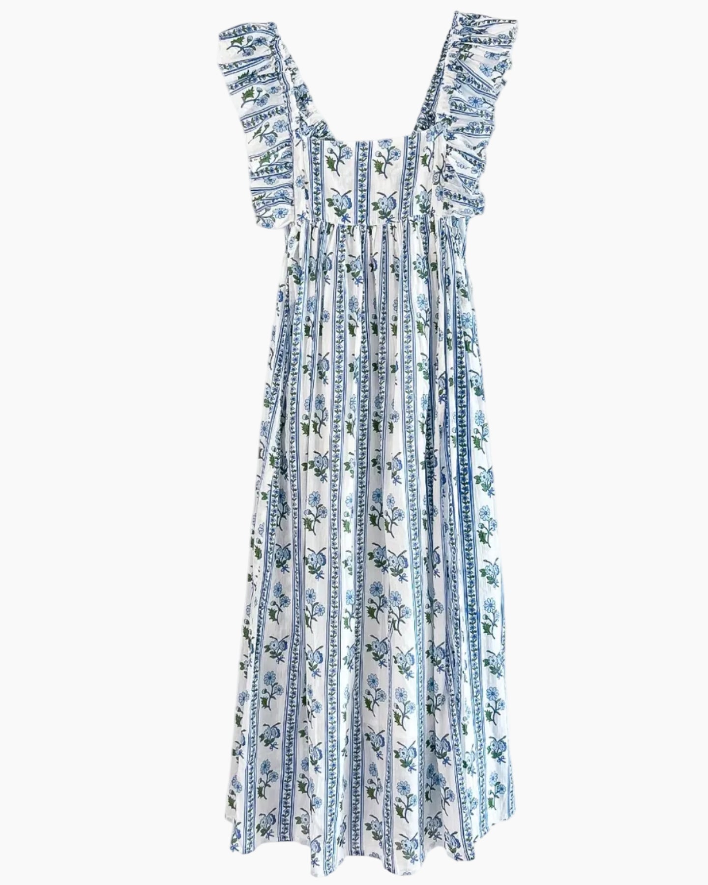 SELENA MAXI DRESS - BLUE FLORAL STRIPE