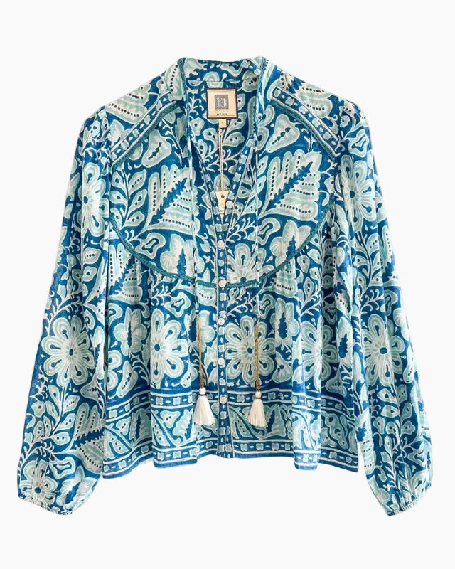 MARLY TOP - TURQUOISE FLORAL