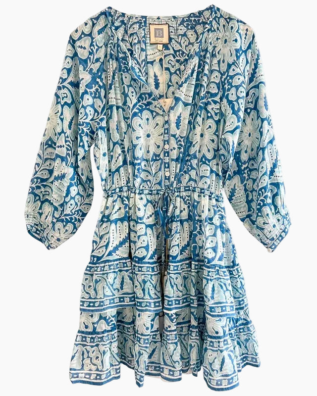 COLETTE MINI DRESS - TURQOISE FLORAL