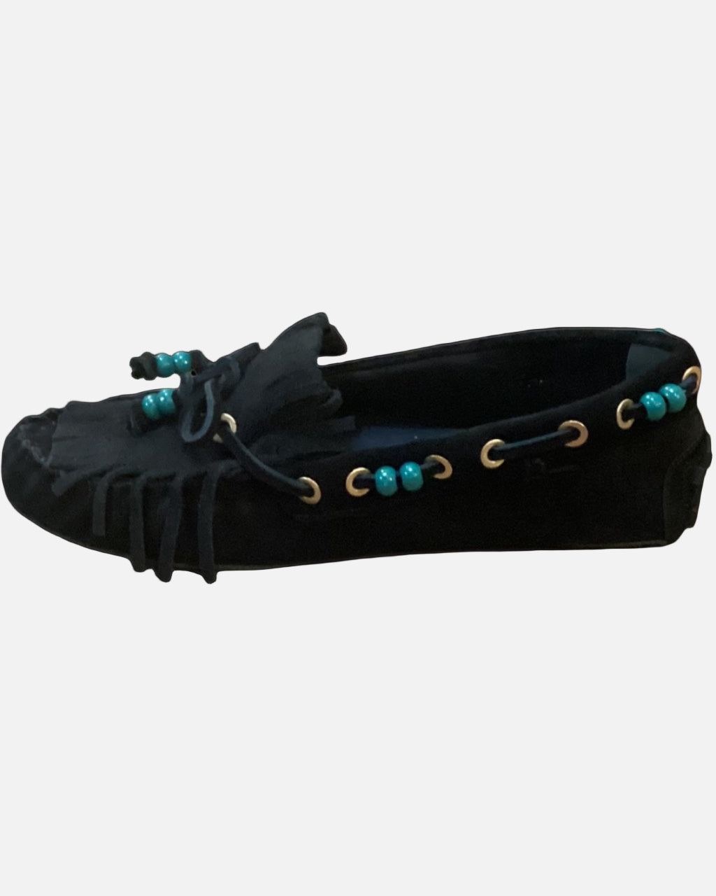 FRINGE MOCCASIN - BLACK SUEDE