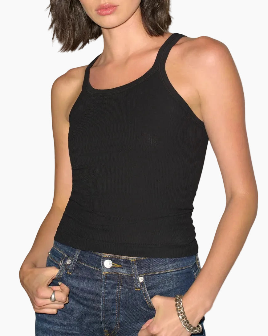 RIBBED TANK - BLACK