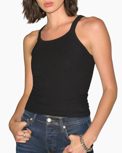 RIBBED TANK - BLACK