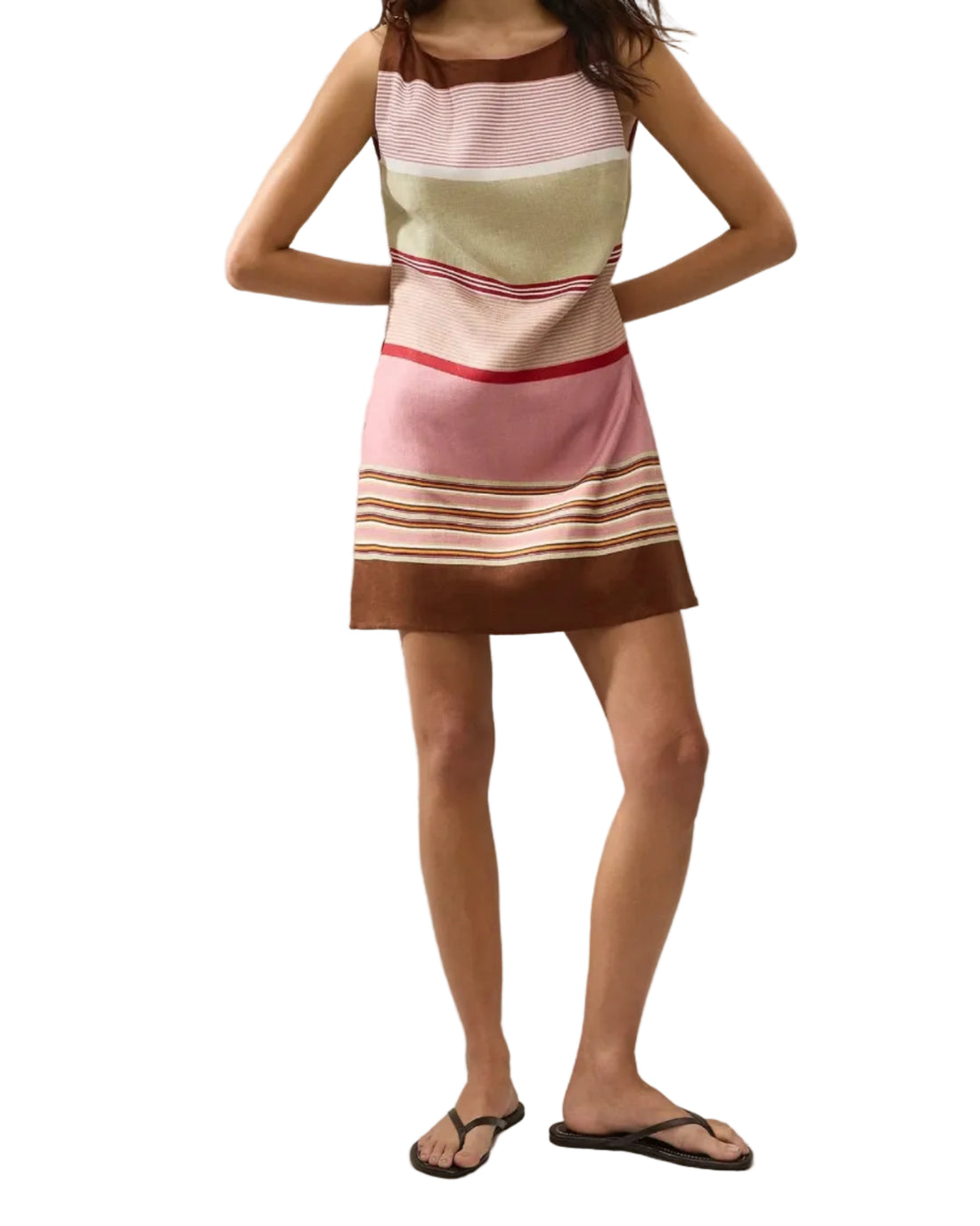 FLOR MINI DRESS BARRAGAN STRIPE | DUSTY MAUVE