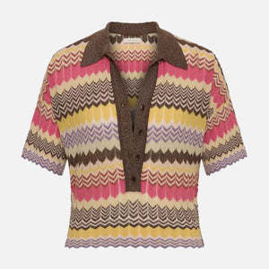 RAYA POLO TOP - PERLA STRIPE