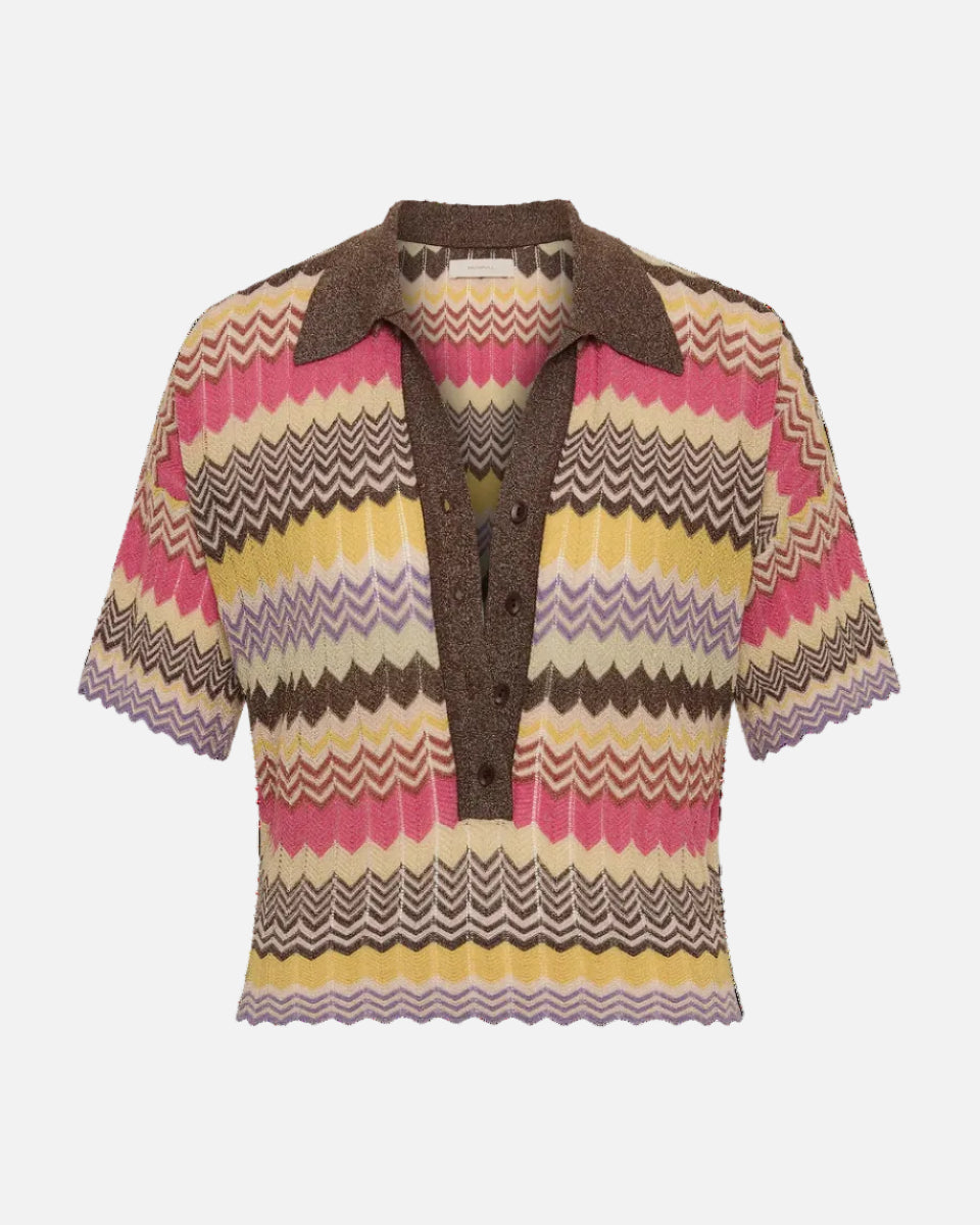 RAYA POLO TOP - PERLA STRIPE