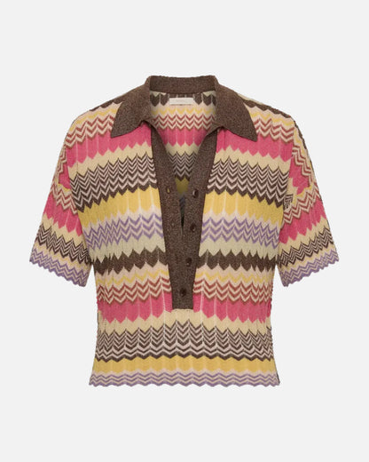 RAYA POLO TOP - PERLA STRIPE