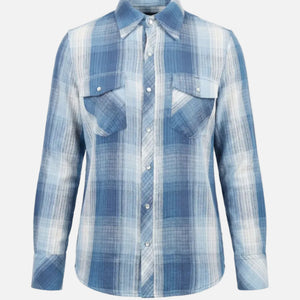 PLAID WESTERN SHIRT - BLUE JEAN