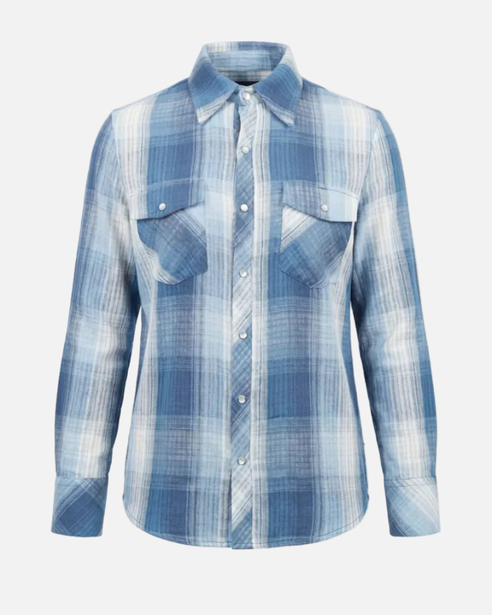 PLAID WESTERN SHIRT - BLUE JEAN
