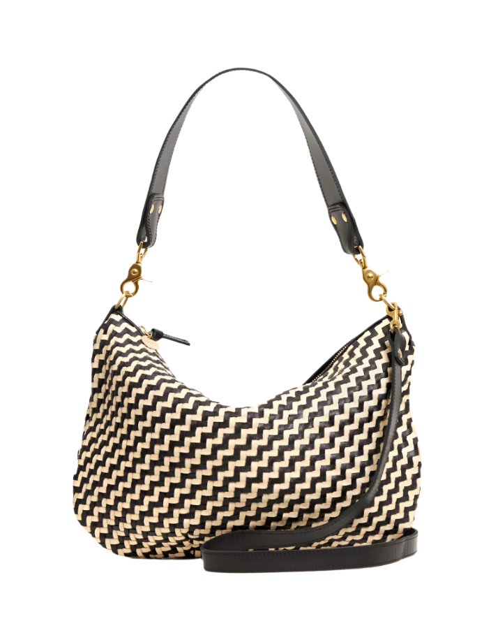 MOYEN MESSENGER - BLACK &amp; CREAM WOVEN ZIG ZAG