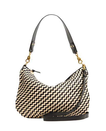 MOYEN MESSENGER - BLACK &amp; CREAM WOVEN ZIG ZAG