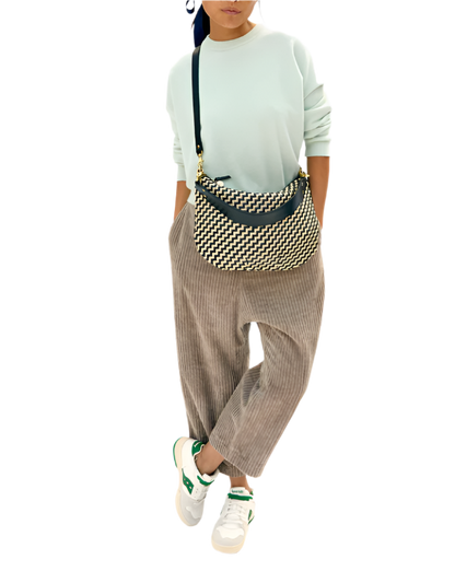 MOYEN MESSENGER - BLACK &amp; CREAM WOVEN ZIG ZAG