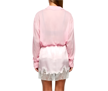 SHEER OVERSIZED SHIRT - ROSE QUARTZ