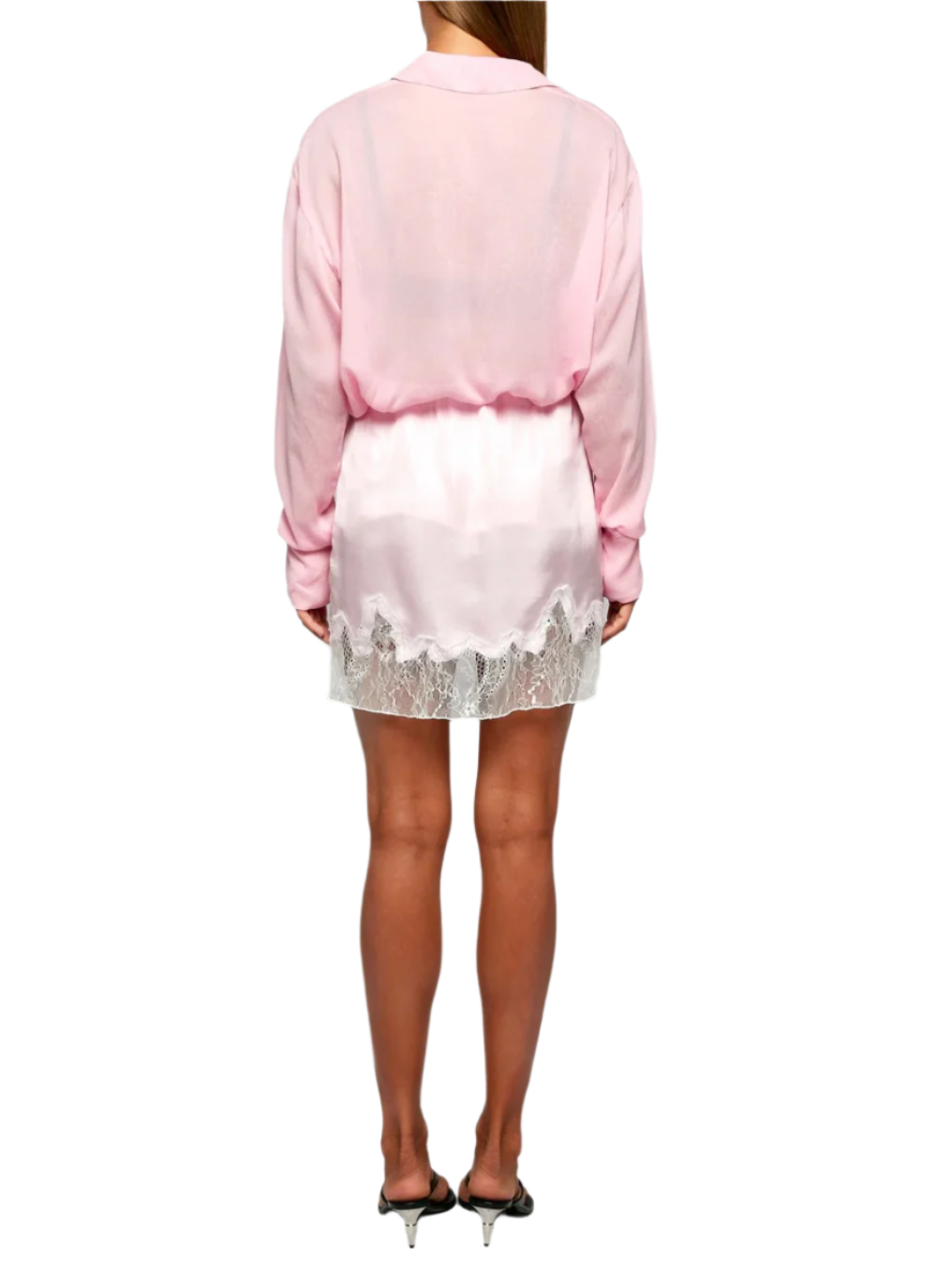 LACE TRIM SATIN MINI - ROSE QUARTZ
