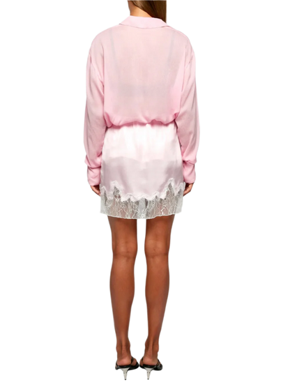 LACE TRIM SATIN MINI - ROSE QUARTZ