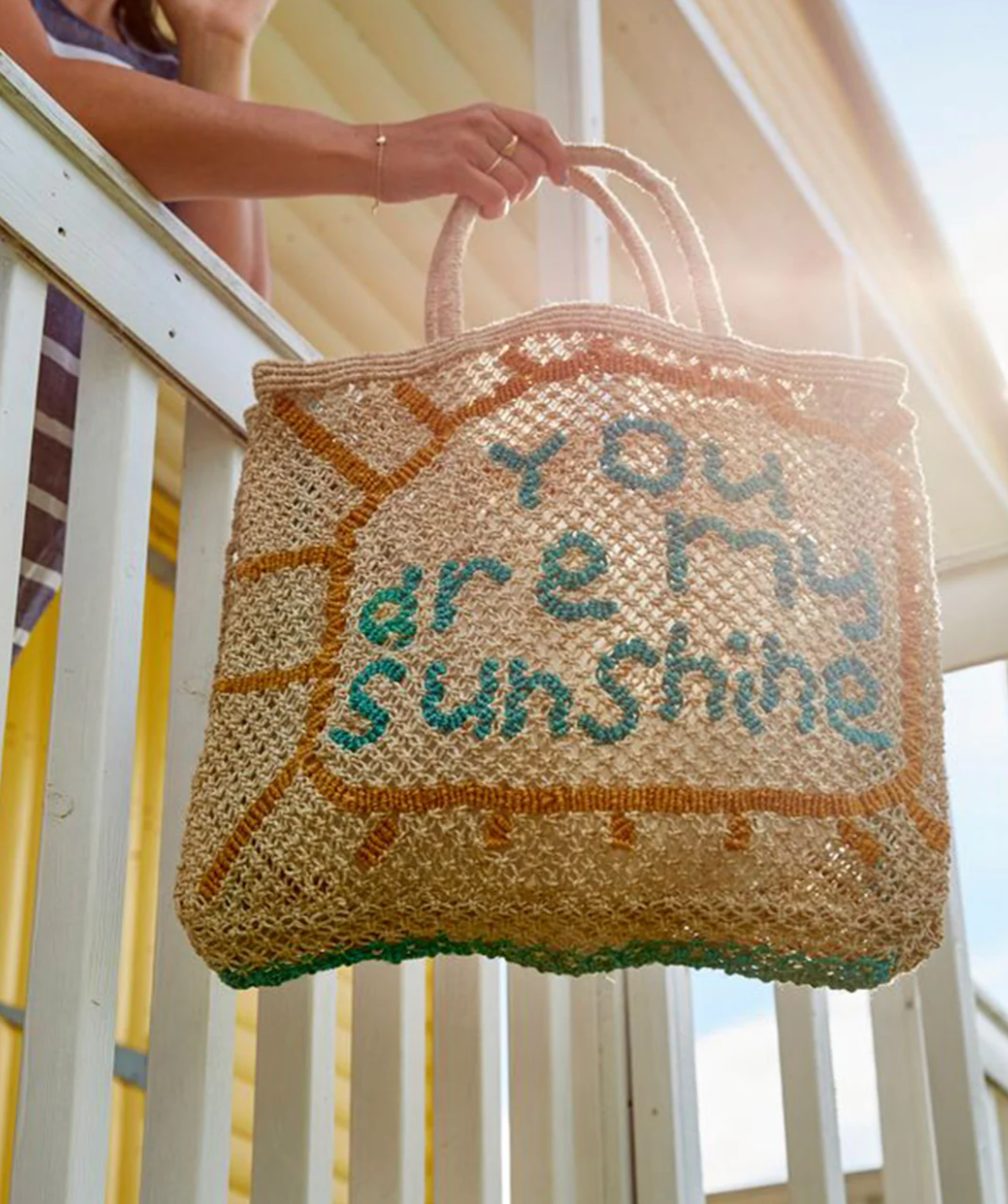 YOU ARE MY SUNSHINE BAG - NATURAL AQUA