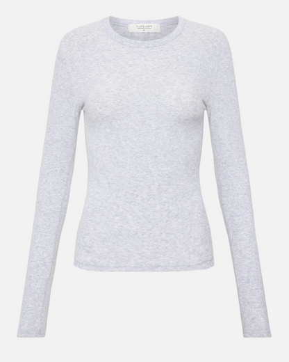 ORGANIC RIB LS TEE - GREY MARLE