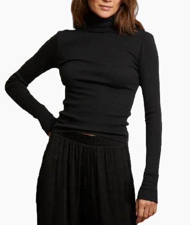 HAYDEN RIB TURTLE NECK - TRUE BLACK