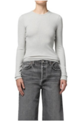 DELPHIE SLIM TEE - BRUSHED GREY HEATHER