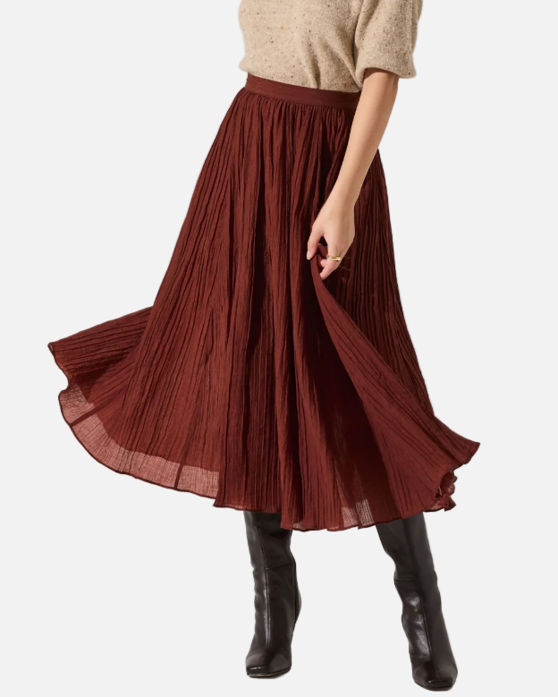 SALOME FLARE SKIRT - BURNT BROWN