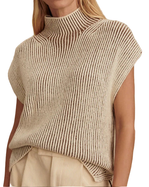 LAUREN PLATED KNIT TANK - COCOA DUST