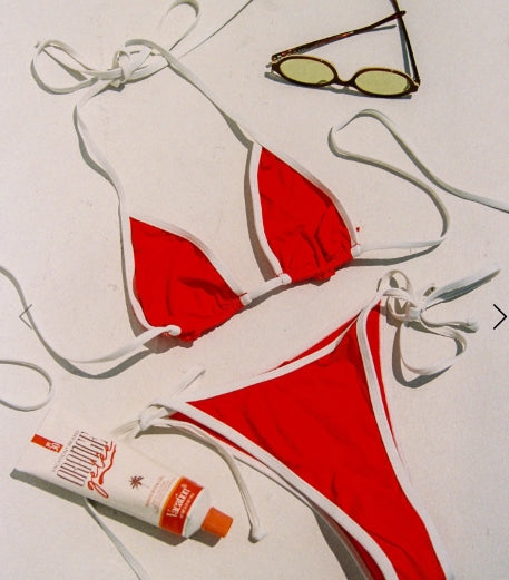 LEVY BIKINI BOTTOM - FLAME/CREAM