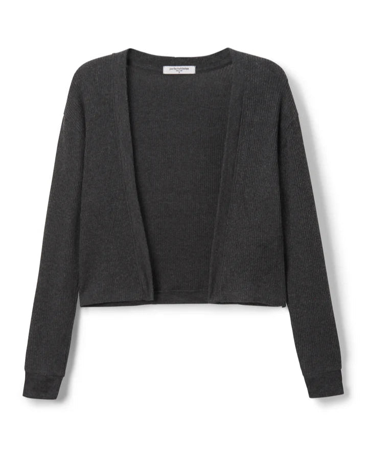 KELSEY RIB CARDIGAN - CHARCOAL