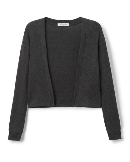 KELSEY RIB CARDIGAN - CHARCOAL
