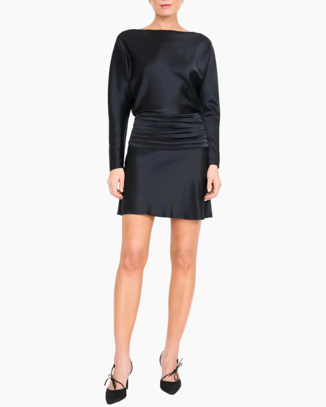 FREDA SILK MINI DRESS - BLACK
