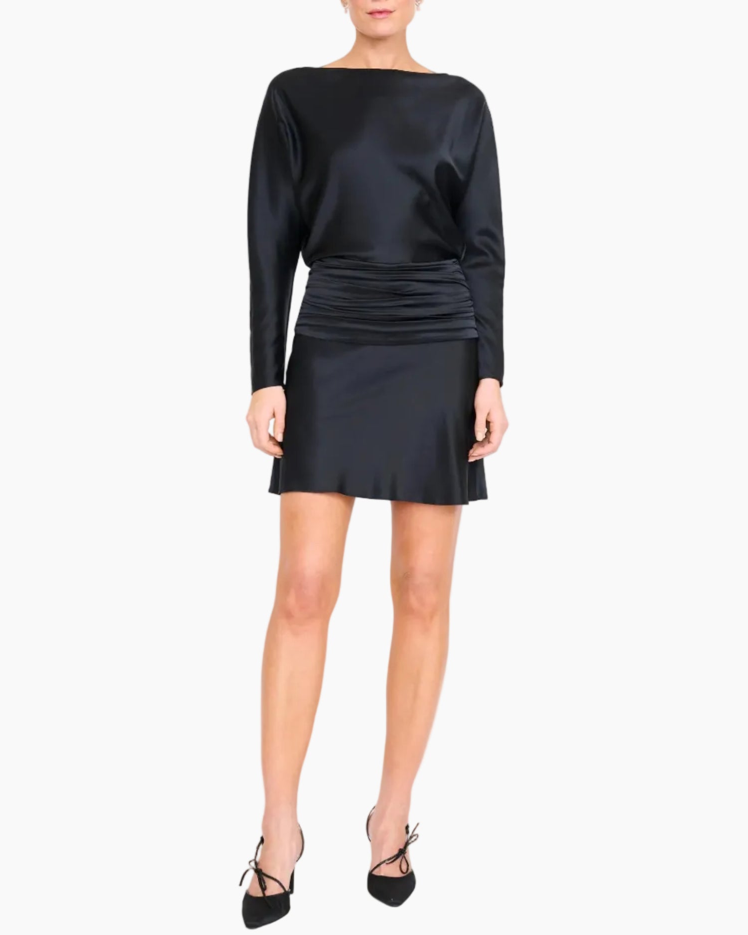 FREDA SILK MINI DRESS - BLACK