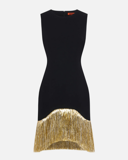 BOWIE FRINGE MINI DRESS  - BLACK
