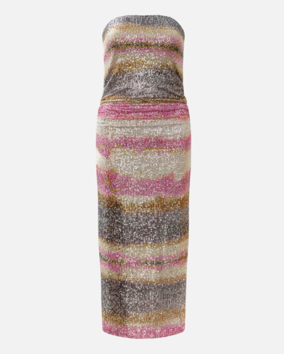 SHIBORI STRIPE TUBE DRESS - BRUSH STROKES
