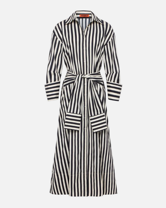 INNA POPLIN MAXI DRESS - BLACK/WHITE STRIPE