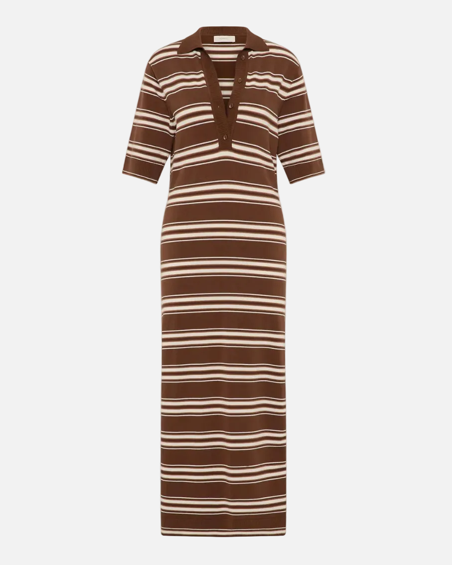 SANTIAGO POLO DRESS - OMBRE STRIPE MACRO CAROB