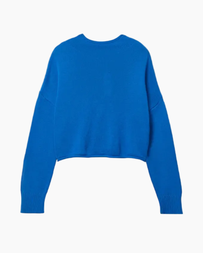 KIKI CROPPED MOCK NECK SWEATER - COBALT