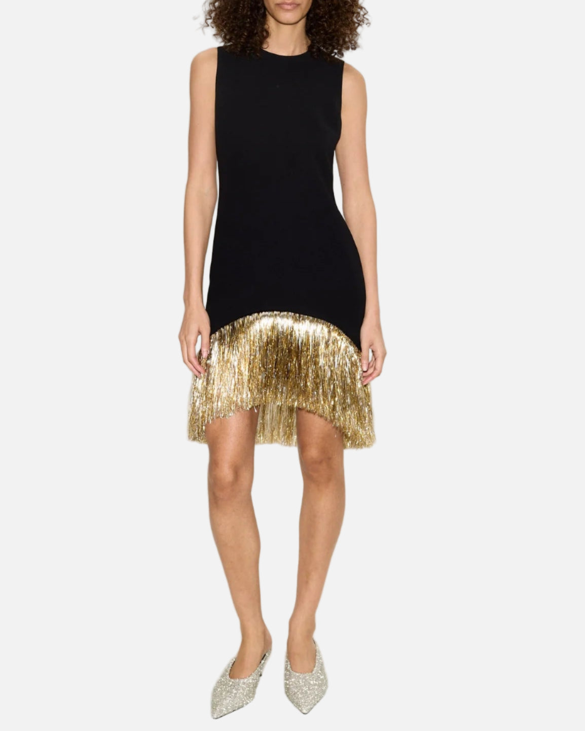 BOWIE FRINGE MINI DRESS  - BLACK