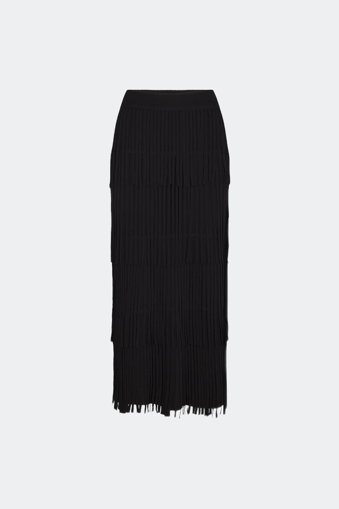 ZA ZA KNIT FRINGE SKIRT - BLACK