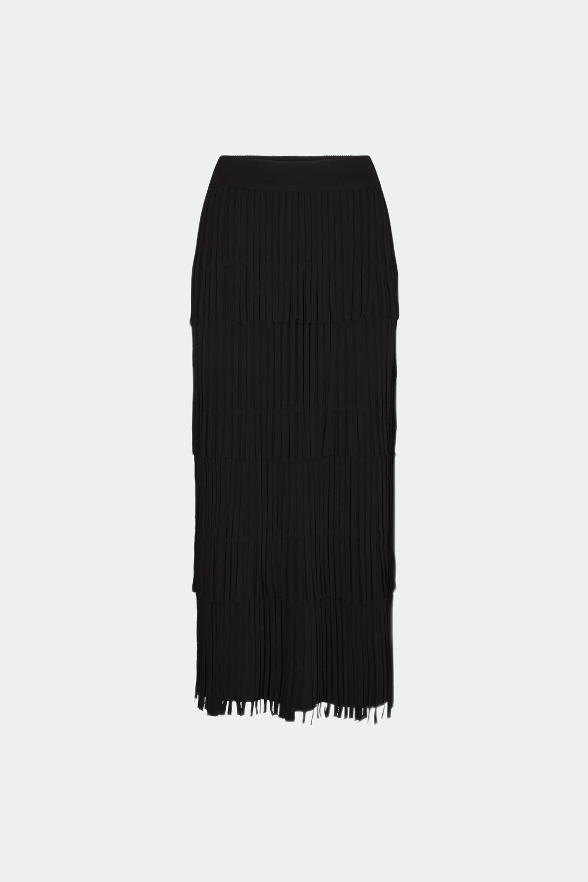 ZA ZA KNIT FRINGE SKIRT - BLACK