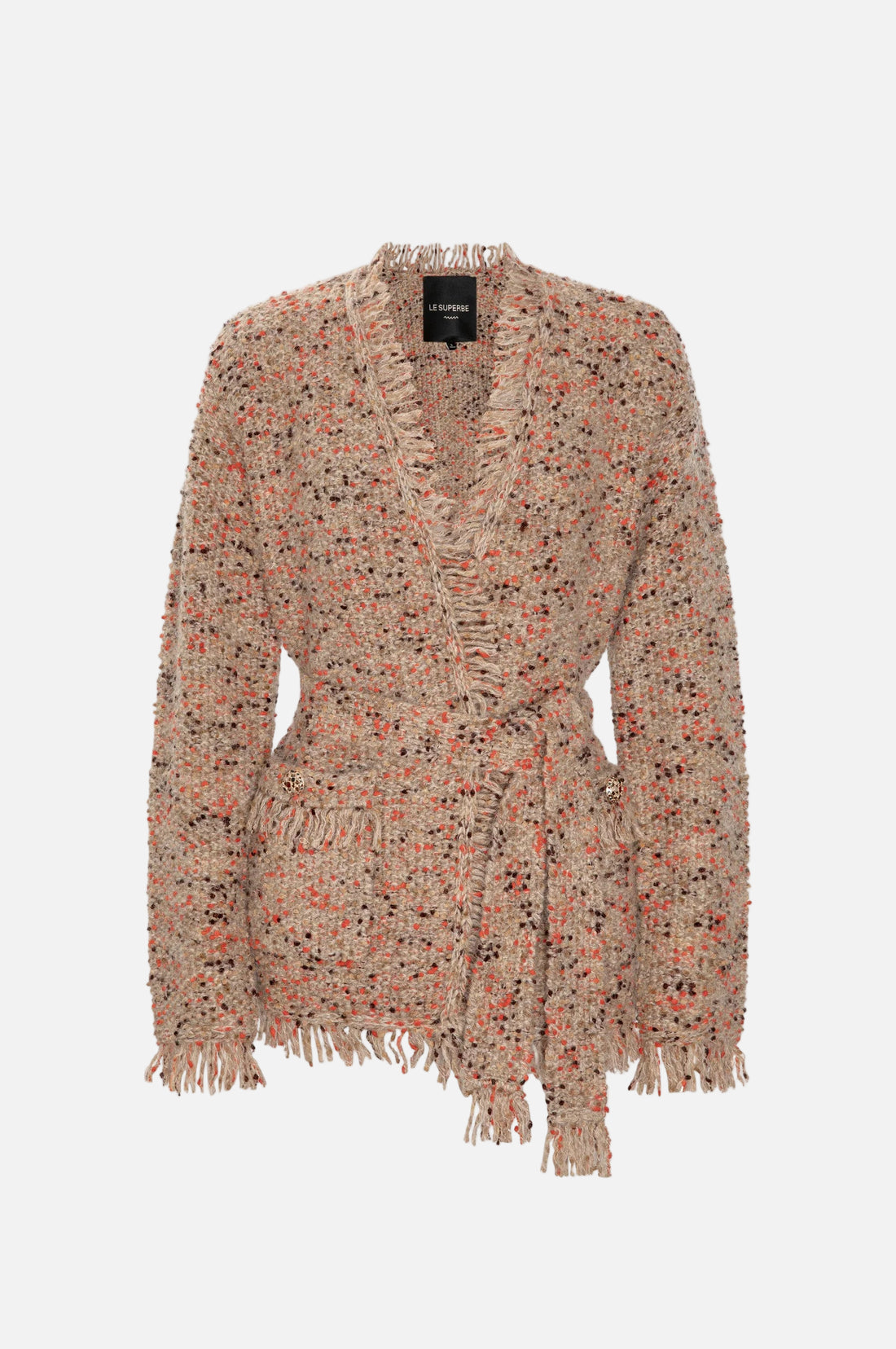 DESERT CARDIGAN - PEBBLE MULTI CAMEL