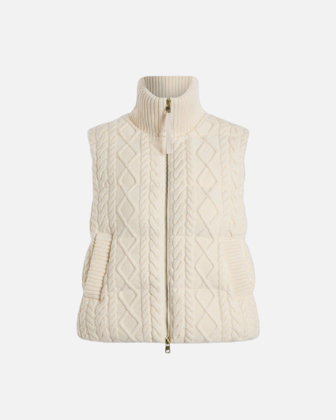 IRINA CABLE KNIT GILET - EGRET