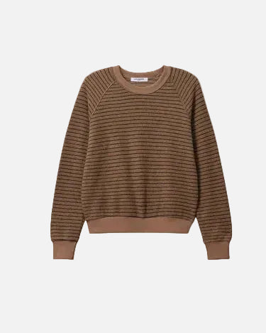 ALEXI FRENCH TERRY SWEATSHIRT - MOCHA/CHARCOAL STRIPE