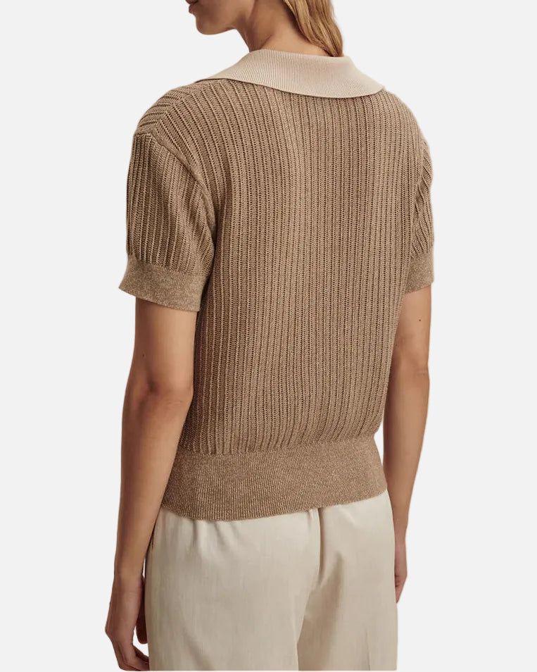 PERRINE KNIT POLO - SEPIA TWIST