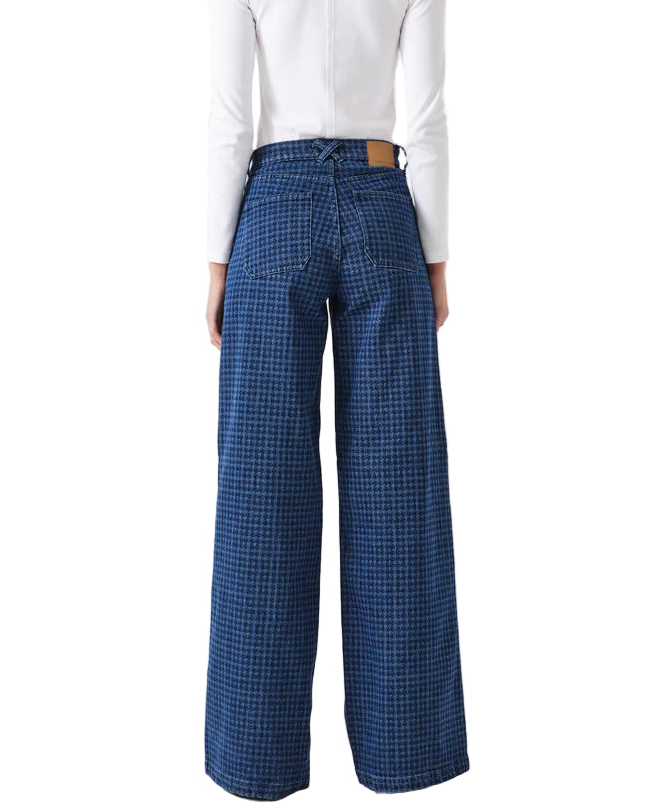 BAY WIDE LEG JEAN - HOUNDSTOOTH IDAHO