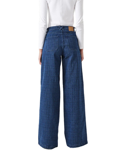 BAY WIDE LEG JEAN - HOUNDSTOOTH IDAHO