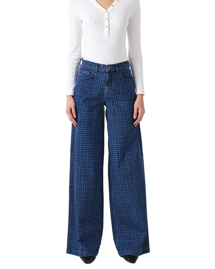 BAY WIDE LEG JEAN - HOUNDSTOOTH IDAHO