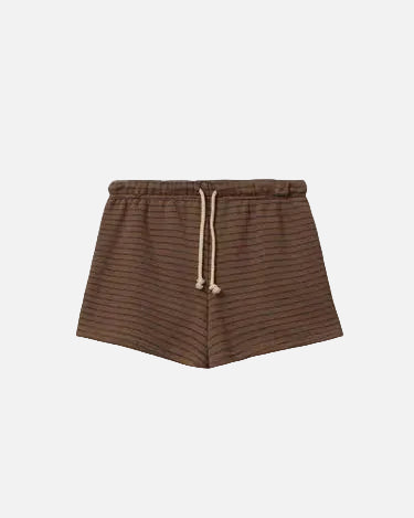 BENNIE FRENCH TERRY SHORT - MOCHA/CHARCOAL STRIPE