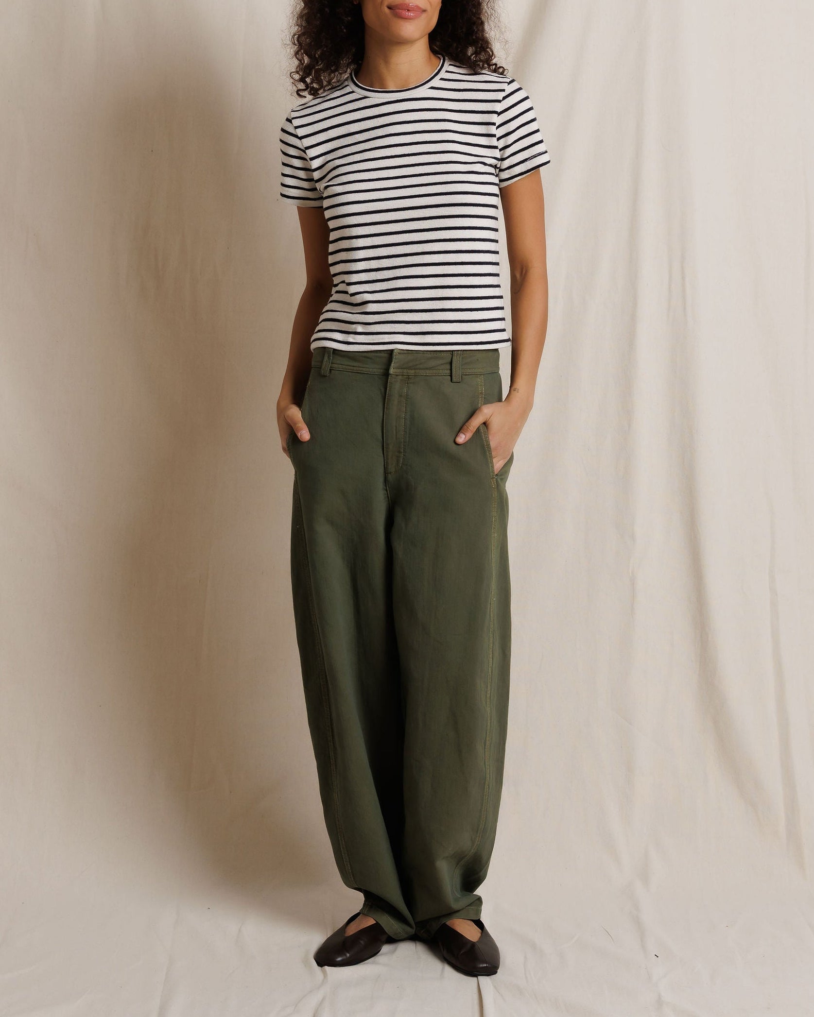 CARTER STRIPED TEE - NATURAL BLACK STRIPE