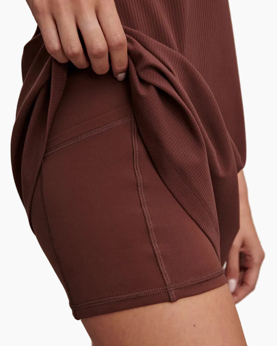 KALANI V-NECK DRESS 31" - BROWN STONE