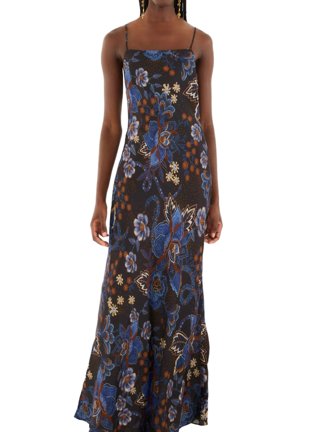 SLIP MAXI DRESS - SNAKES BOUQUET BLACK