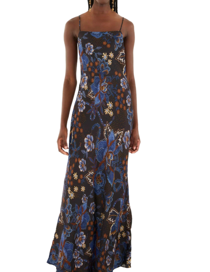 SLIP MAXI DRESS - SNAKES BOUQUET BLACK