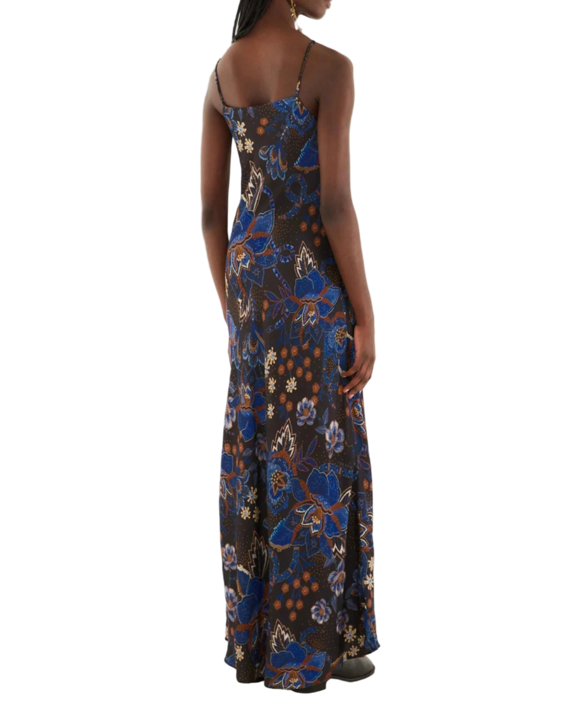 SLIP MAXI DRESS - SNAKES BOUQUET BLACK